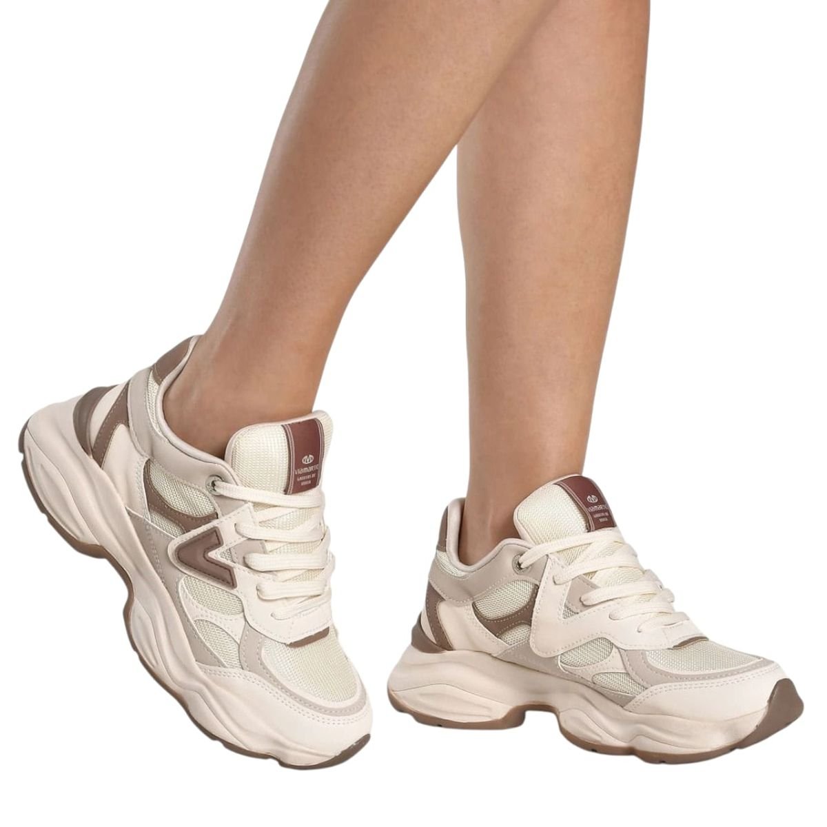 Tênis Feminino Casual Chunky Via Marte 158023 Creme Creme 4