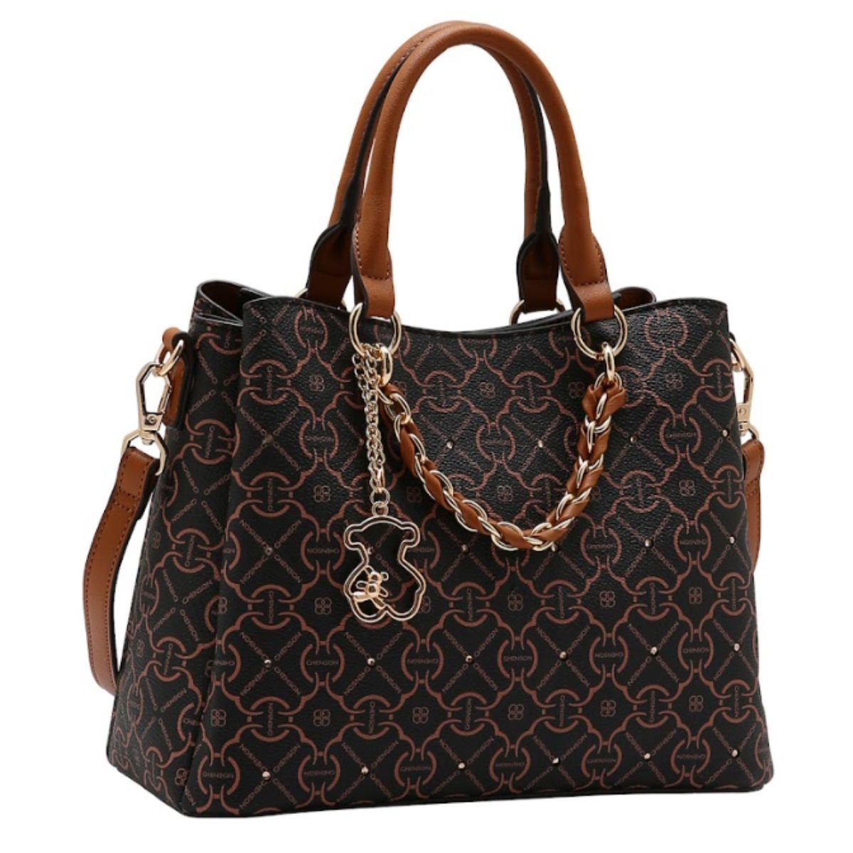 Bolsa Chenson Classic Cristal Estruturada Casual 85356 Marrom