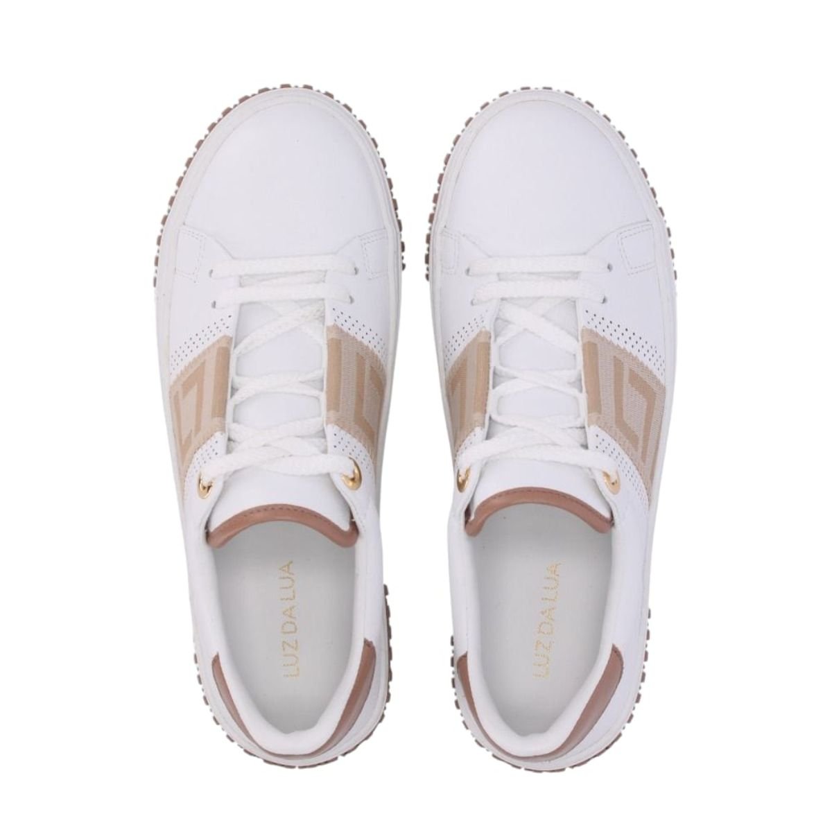 Tênis em Couro Gorgorão Frappe Luz Da Lua 80140032 Branco Branco/Marrom 3