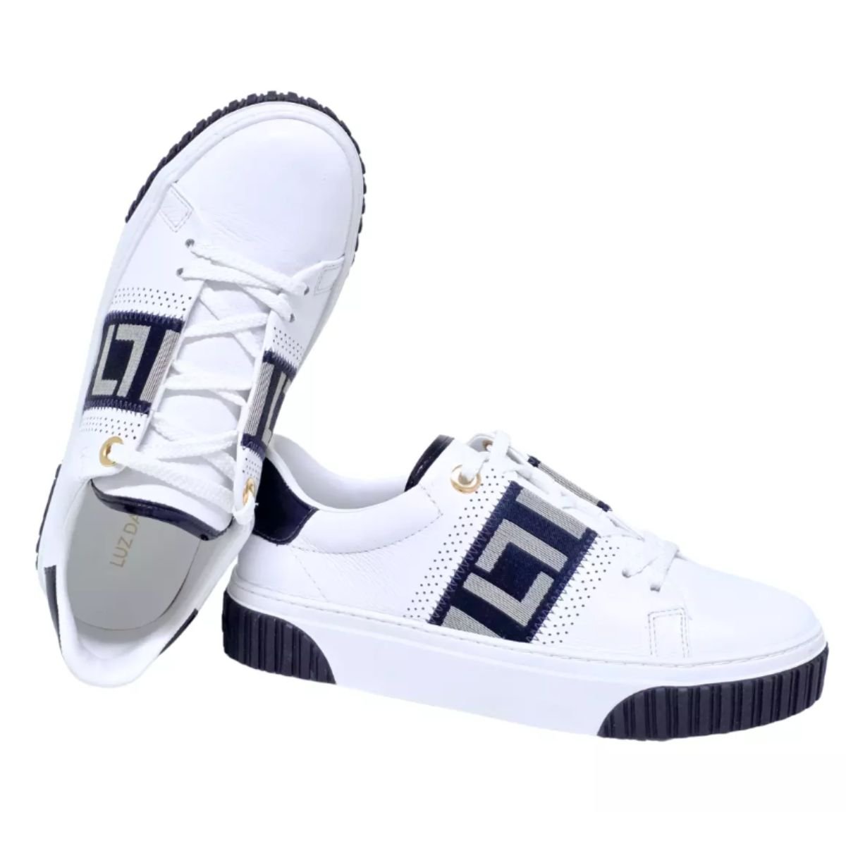 Tênis em Couro Gorgorão Luz Da Lua 80140032 Branco  Branco/Azul Marinho 3