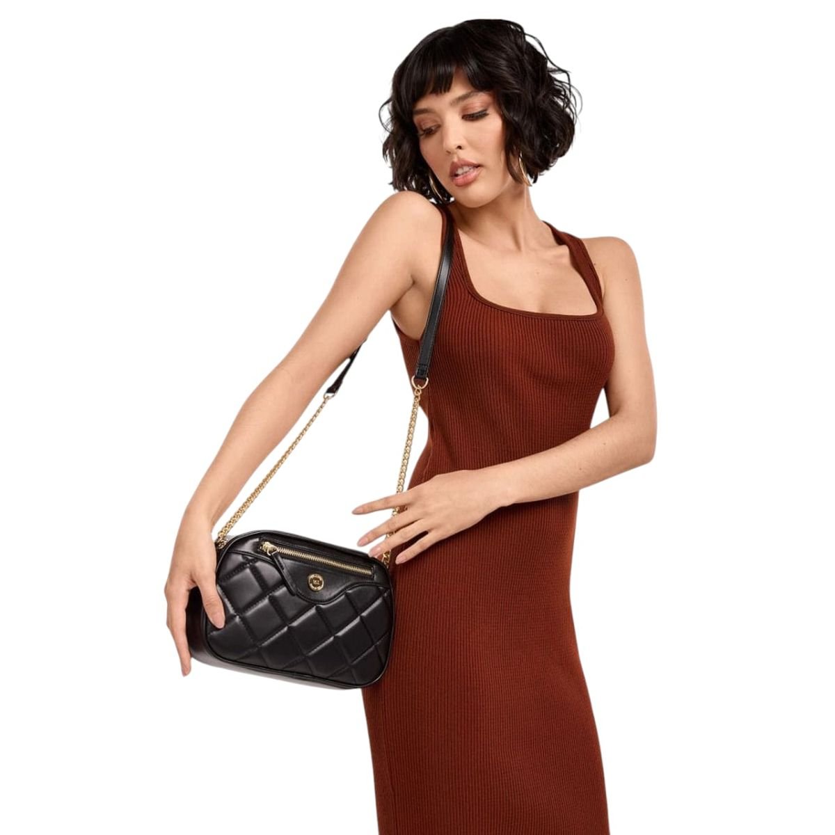 Bolsa Feminina Crossbody Via Marte B2-704 Preto Preto 5