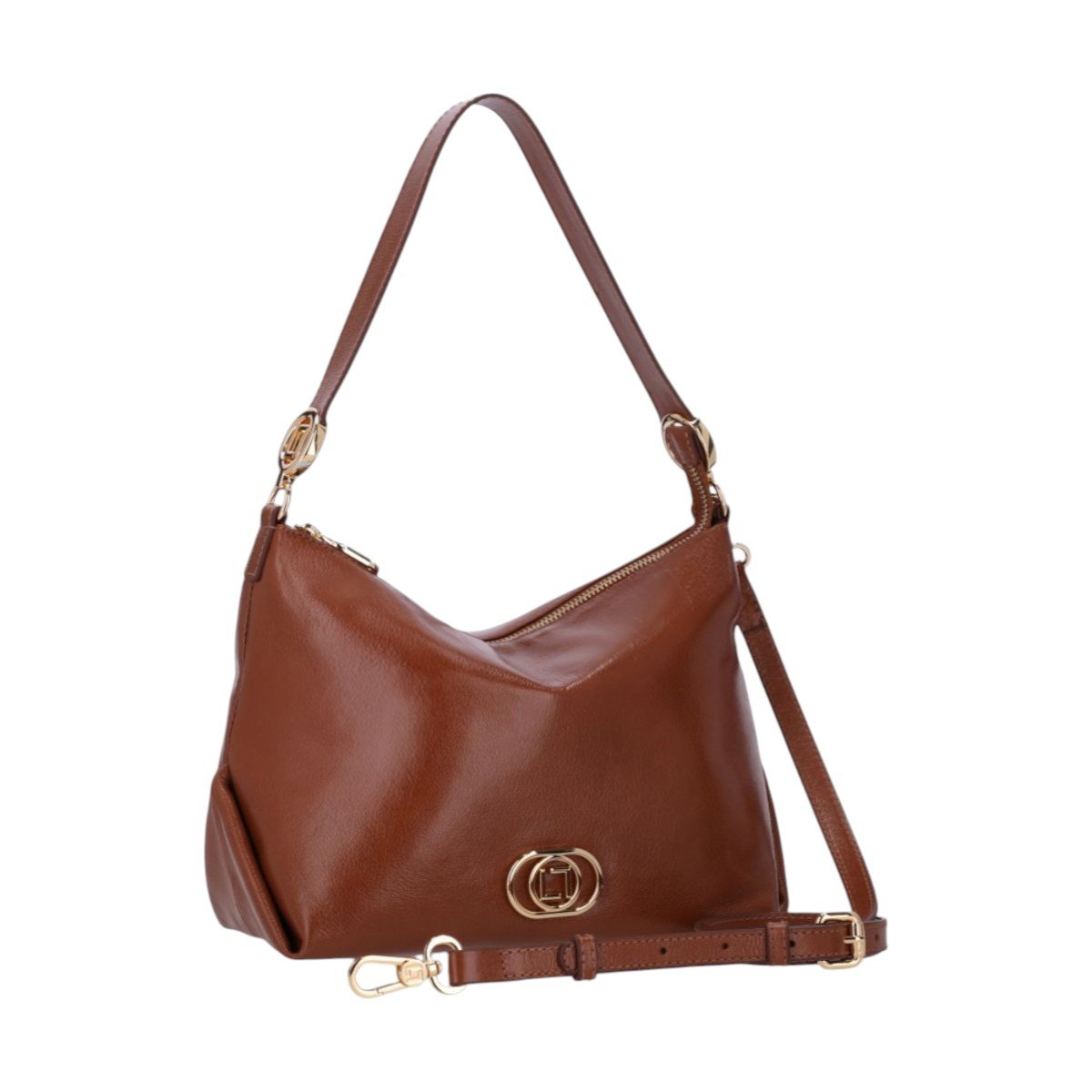 Bolsa em Couro Hobo Média Luz da Lua 2000765 Marrom Marrom 2