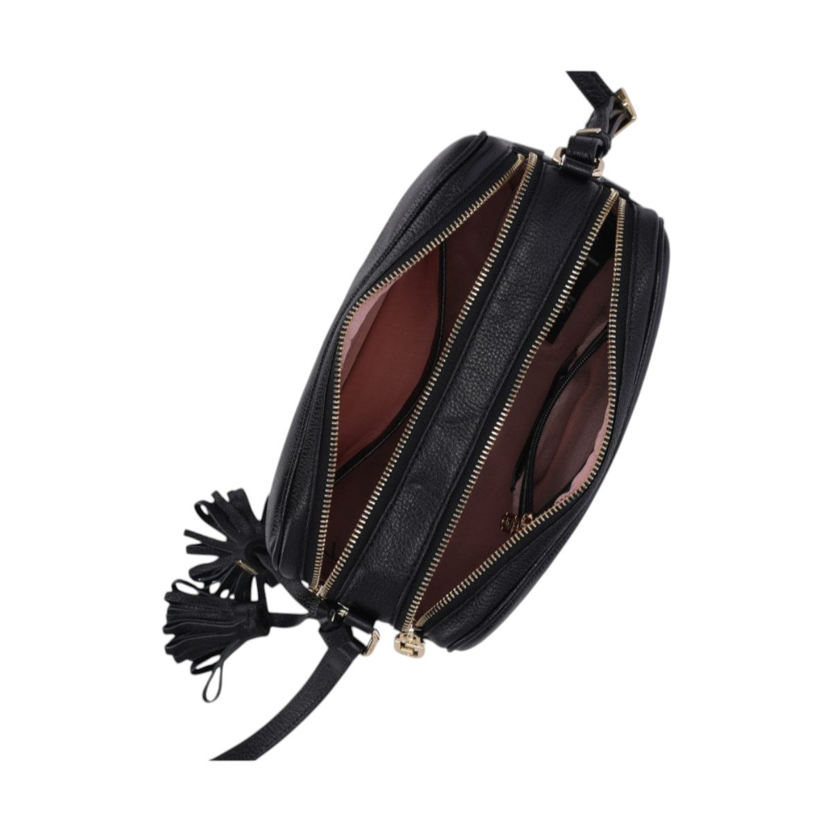 Bolsa em Couro Tiracolo Média Luz Da Lua 10005324 Preto Preto 4