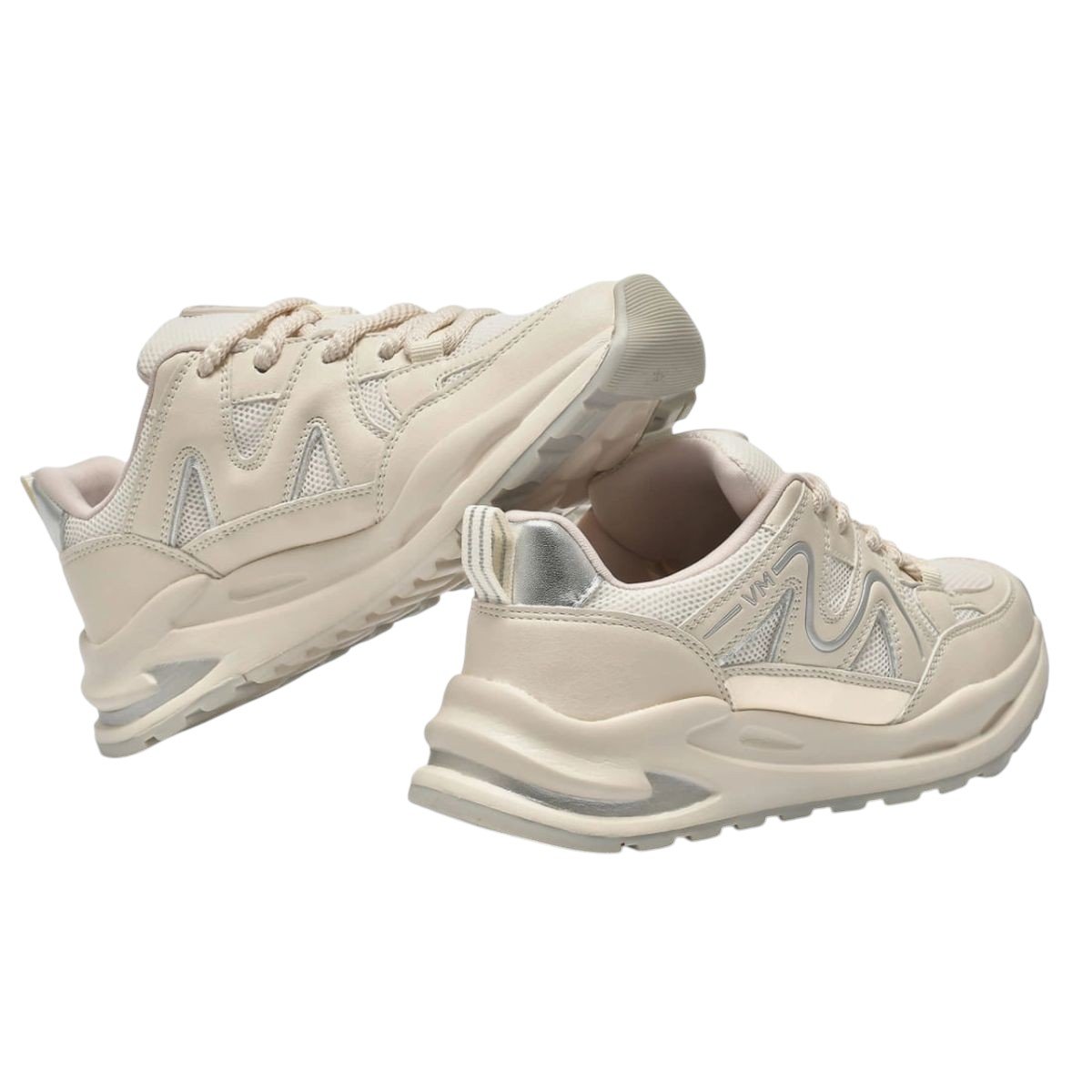 Tênis Casual Esportivo Via Marte 322001 Creme  Creme/Prata 3