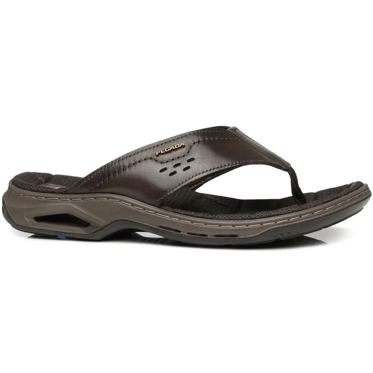 Chinelo Masculino em Couro Pegada 133235 Marrom