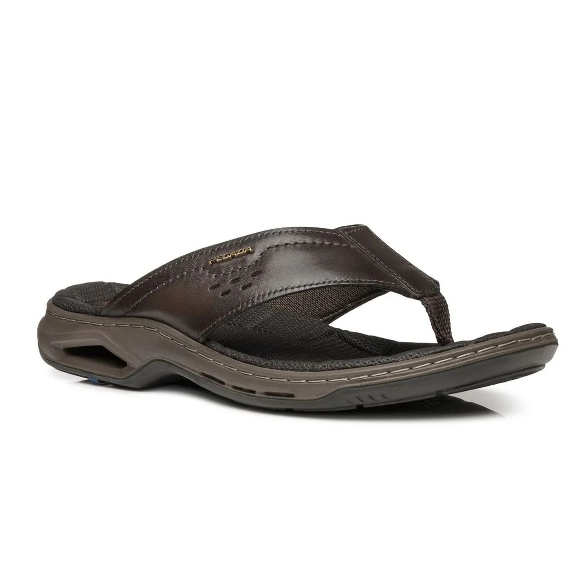 Chinelo Masculino em Couro Pegada 133235 Marrom Marrom 2