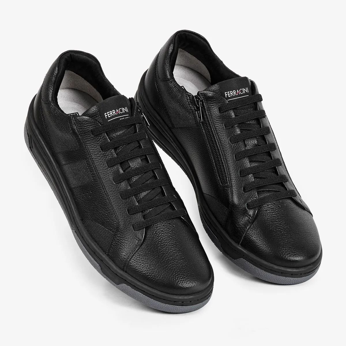Sapatênis em Couro Calce Fácil Ferracini 8060 Preto Preto 4