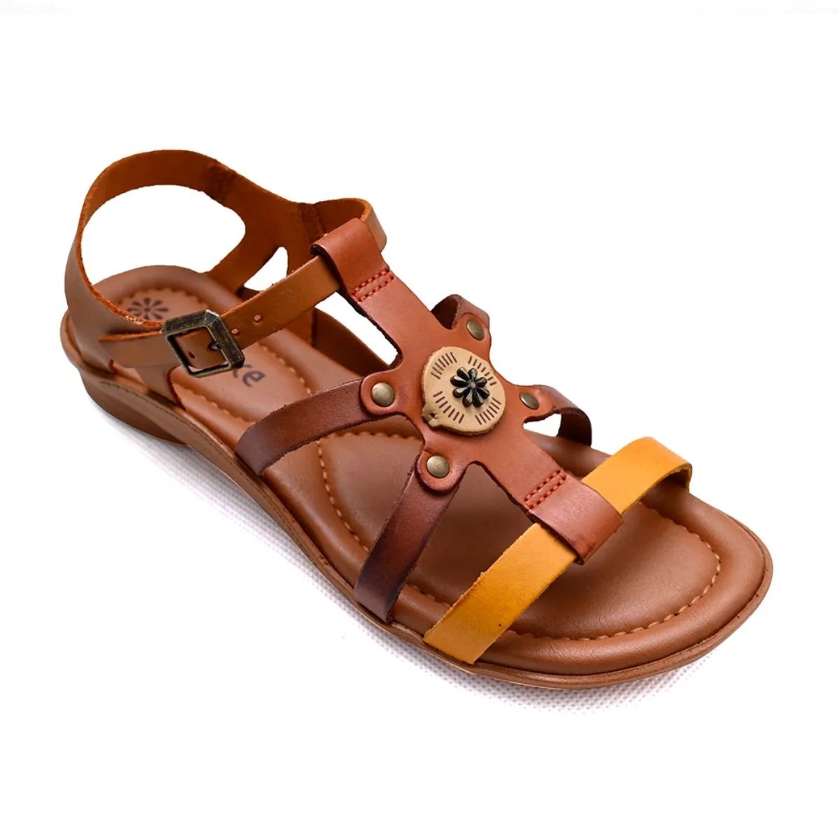 Sandália em Couro Flats New New Face 37329 Marrom Marrom 2