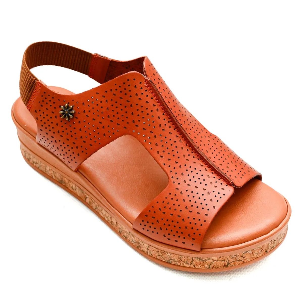 Sandália em Couro Plataforma New Face 31801 Caramelo  Caramelo 2