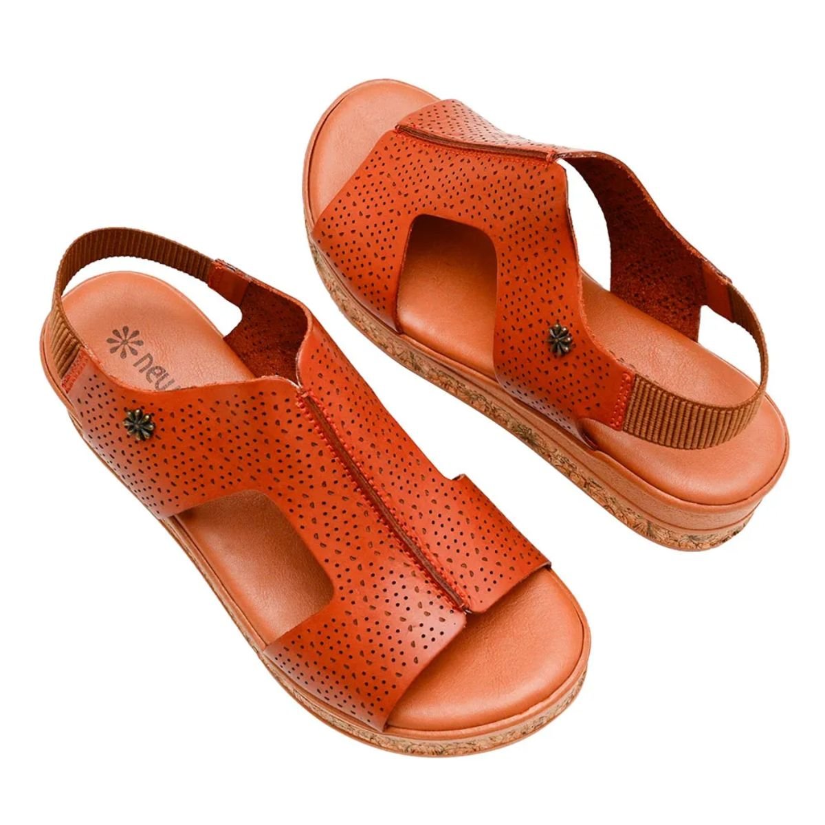 Sandália em Couro Plataforma New Face 31801 Caramelo  Caramelo 3