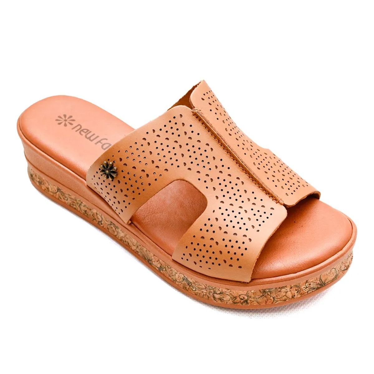 Tamanco Plataforma em Couro New Face 31802 Bege Bege 2