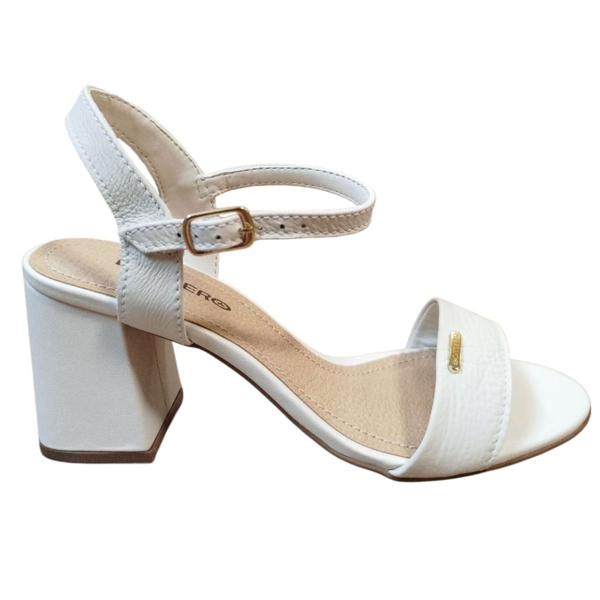 Sandália em Couro Salto Bloco Bottero 373705 Off White