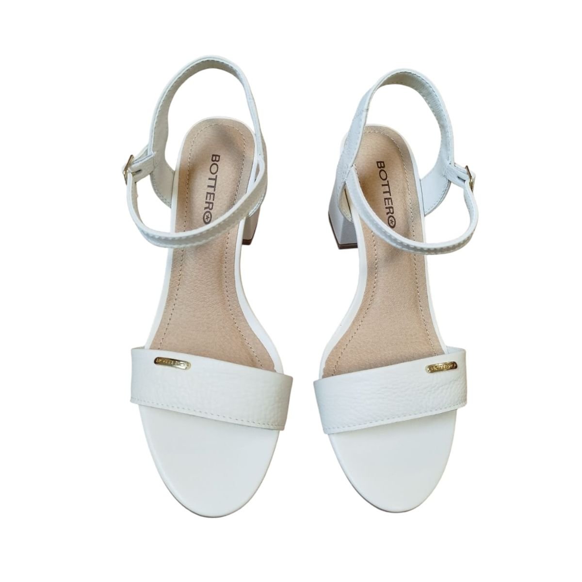 Sandália em Couro Salto Bloco Bottero 373705 Off White Branco 3