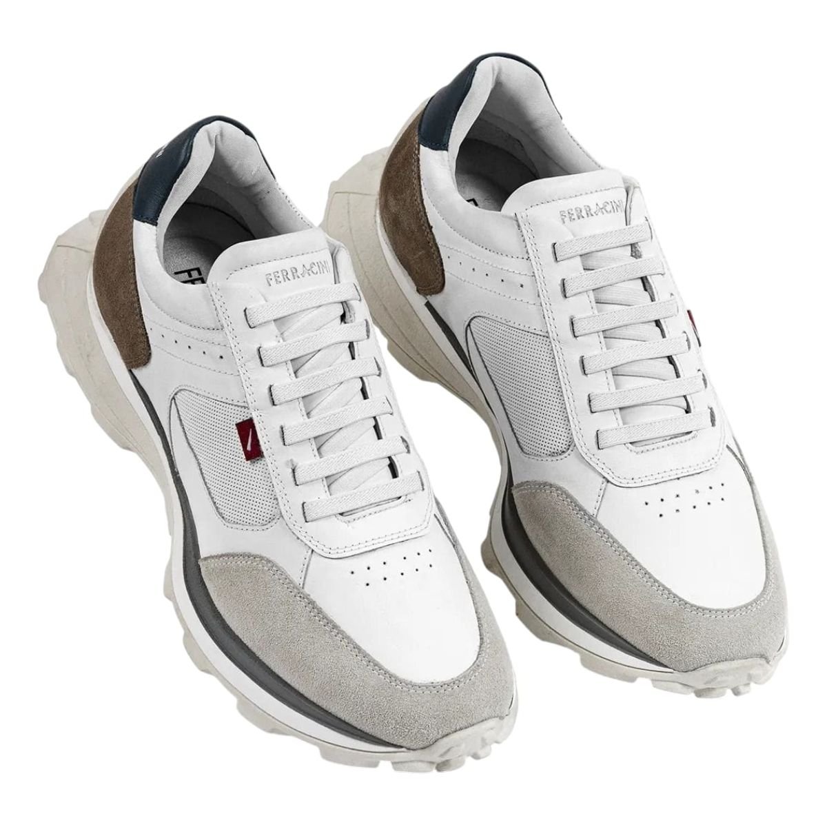 Tênis Masculino em Couro Calce Fácil Ferracini Mid 9437 Branco Branco 2