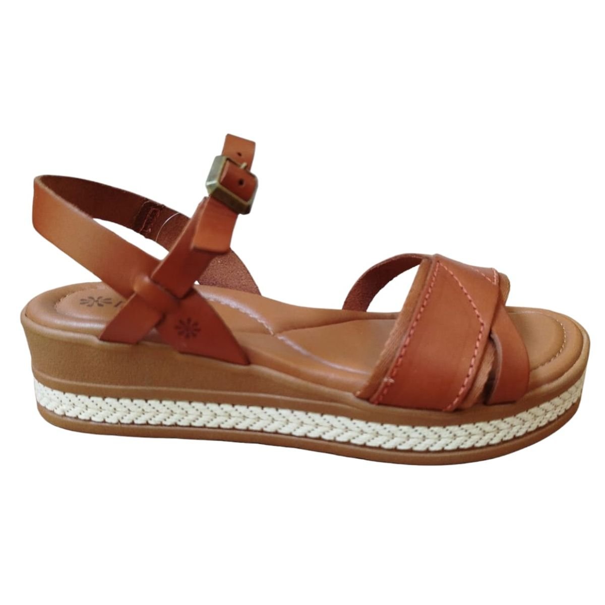 Sandália em Couro Anabela New Face 31884 Marrom