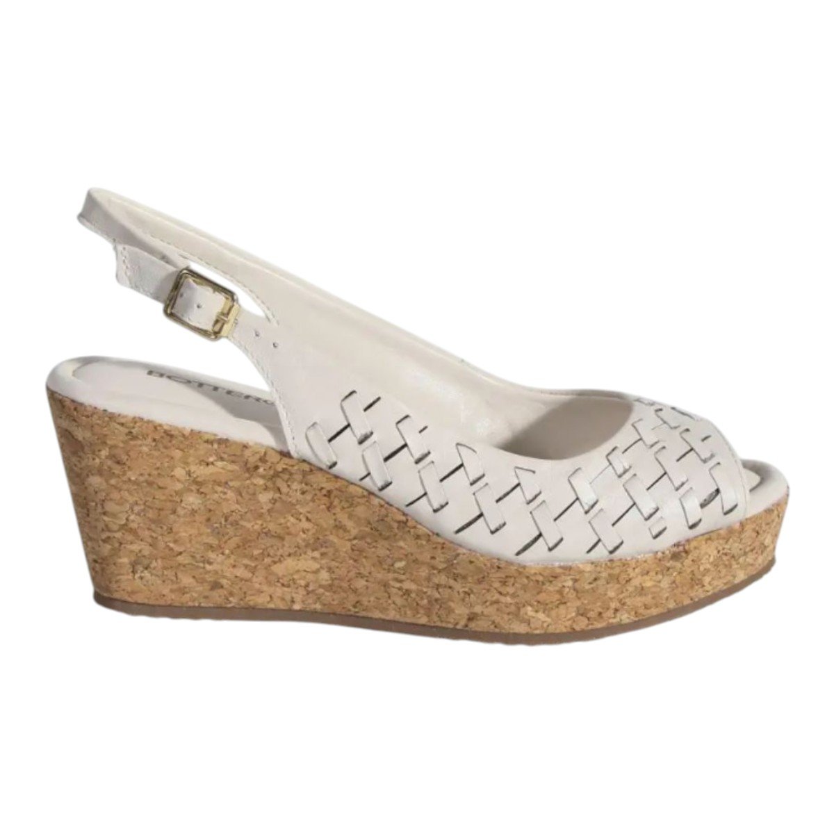 Sandália Anabela Couro Atanado Napoli Bottero 372803 Off White