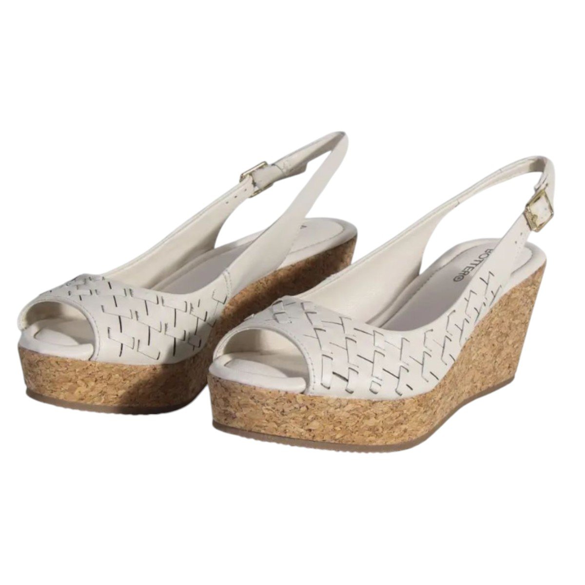 Sandália Anabela Couro Atanado Napoli Bottero 372803 Off White Off White 3