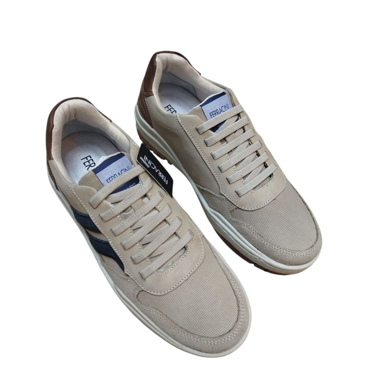 Sapatênis Masculino em Couro Ferracini Max 7404 Bege Bege 2