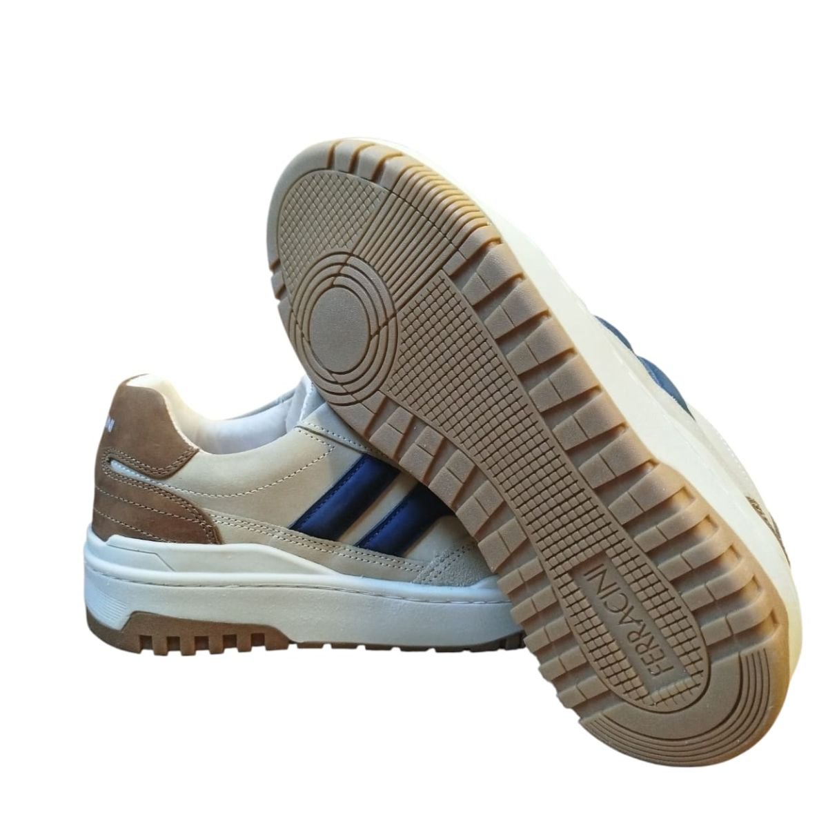 Sapatênis Masculino em Couro Ferracini Max 7404 Bege Bege 3