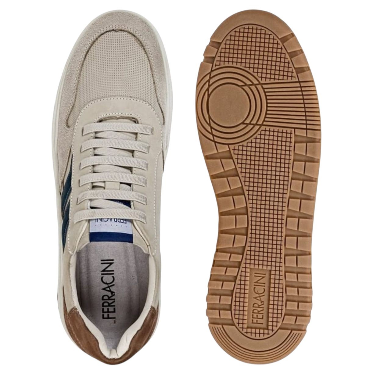 Sapatênis Masculino em Couro Ferracini Max 7404 Bege Bege 4