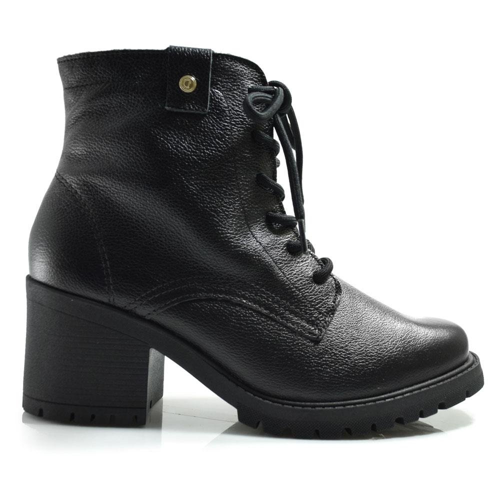 Coturno de Couro e Salto Bloco Comfortflex 2577301 Preto 3