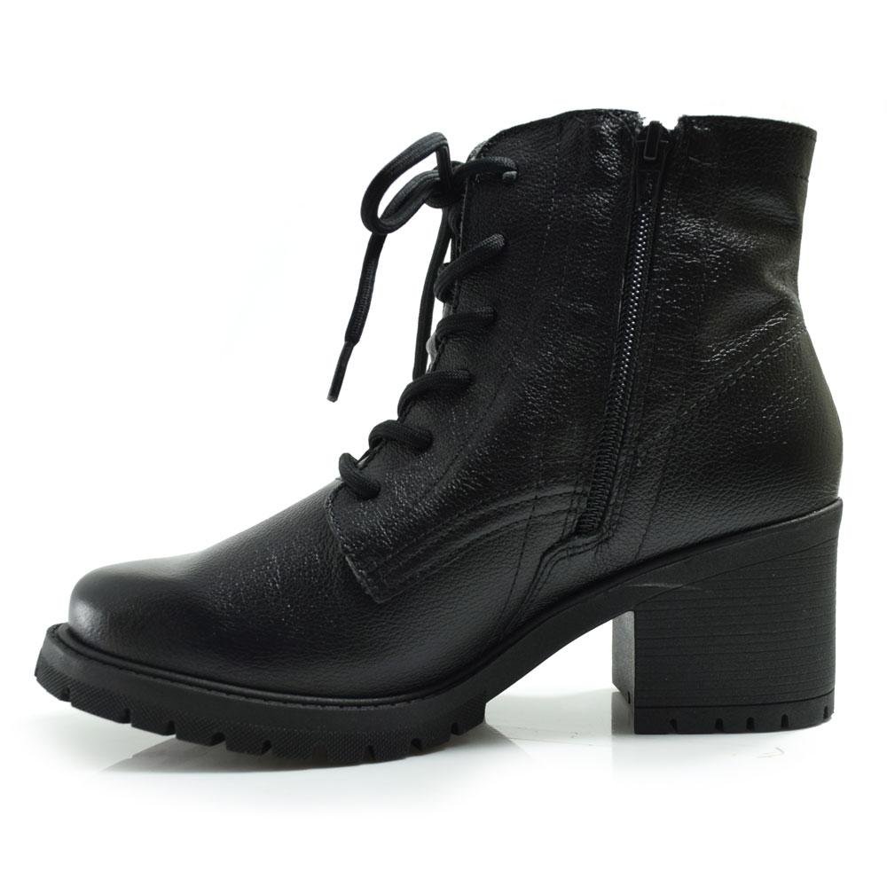 Coturno de Couro e Salto Bloco Comfortflex 2577301 Preto 4