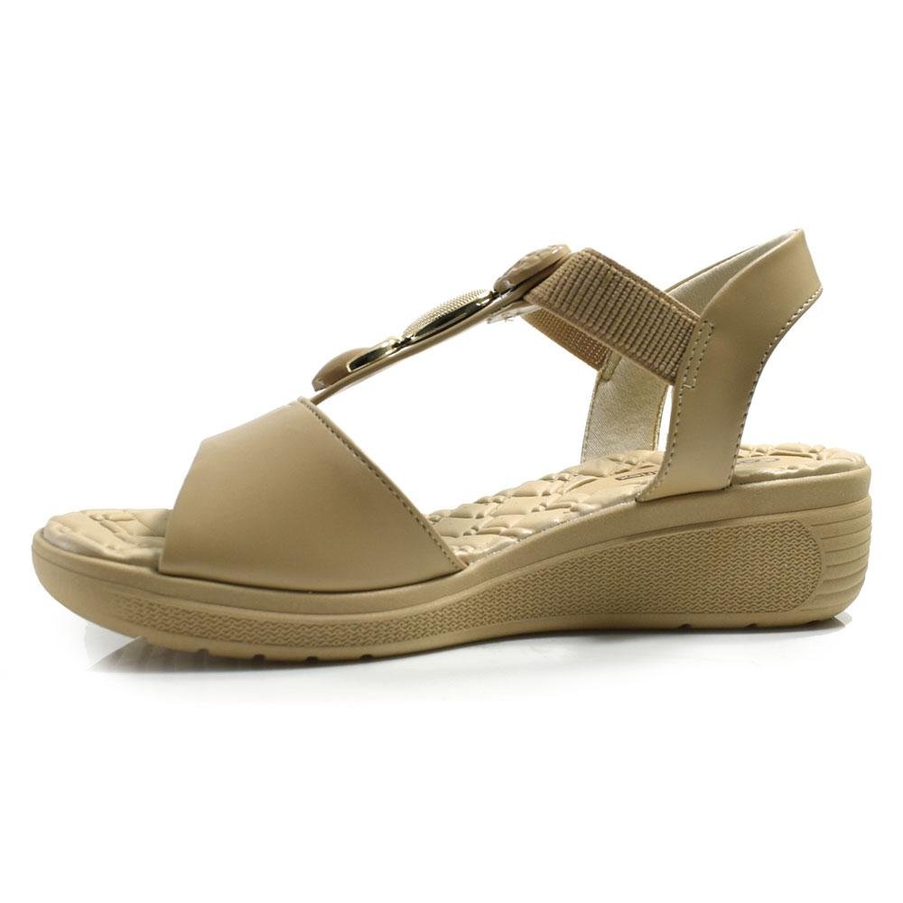 Sandália Anabela Feminina Comfortflex 2586404 Bege 5