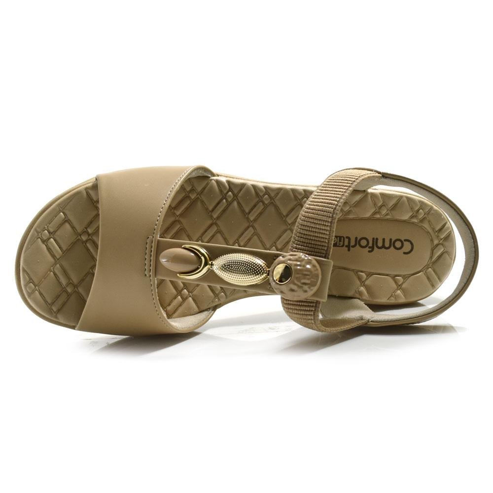 Sandália Anabela Feminina Comfortflex 2586404 Bege 6
