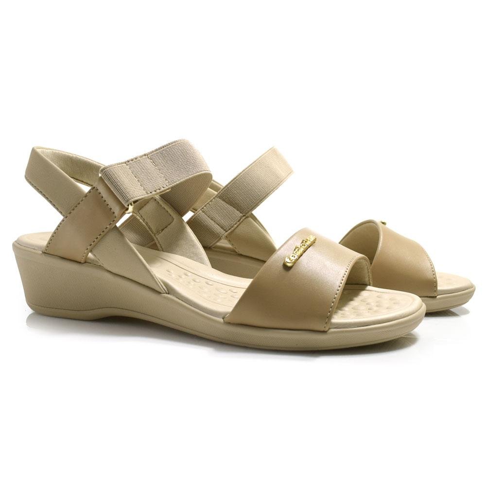 Sandália Anabela Feminina Comfortflex 2572403 Bege 2