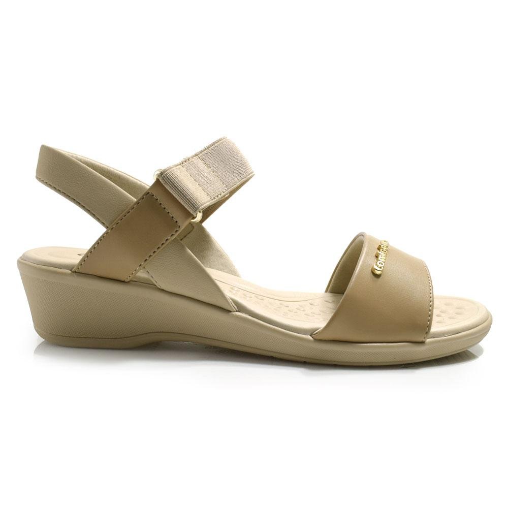 Sandália Anabela Feminina Comfortflex 2572403 Bege 3