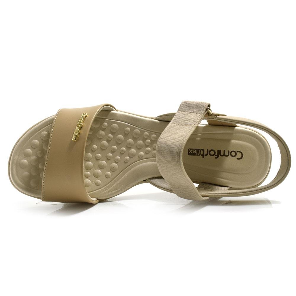 Sandália Anabela Feminina Comfortflex 2572403 Bege 6