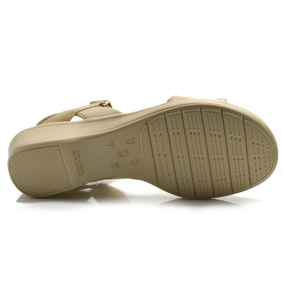 Sandália Anabela Feminina Comfortflex 2572403 Bege 7
