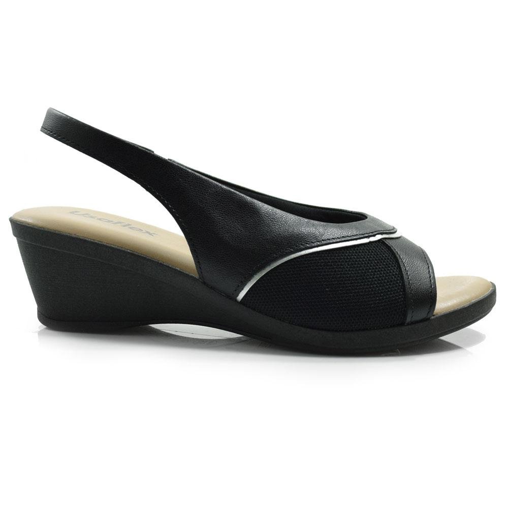 Sandália Anabela de Couro Feminina Usaflex MM0906 Preto 3