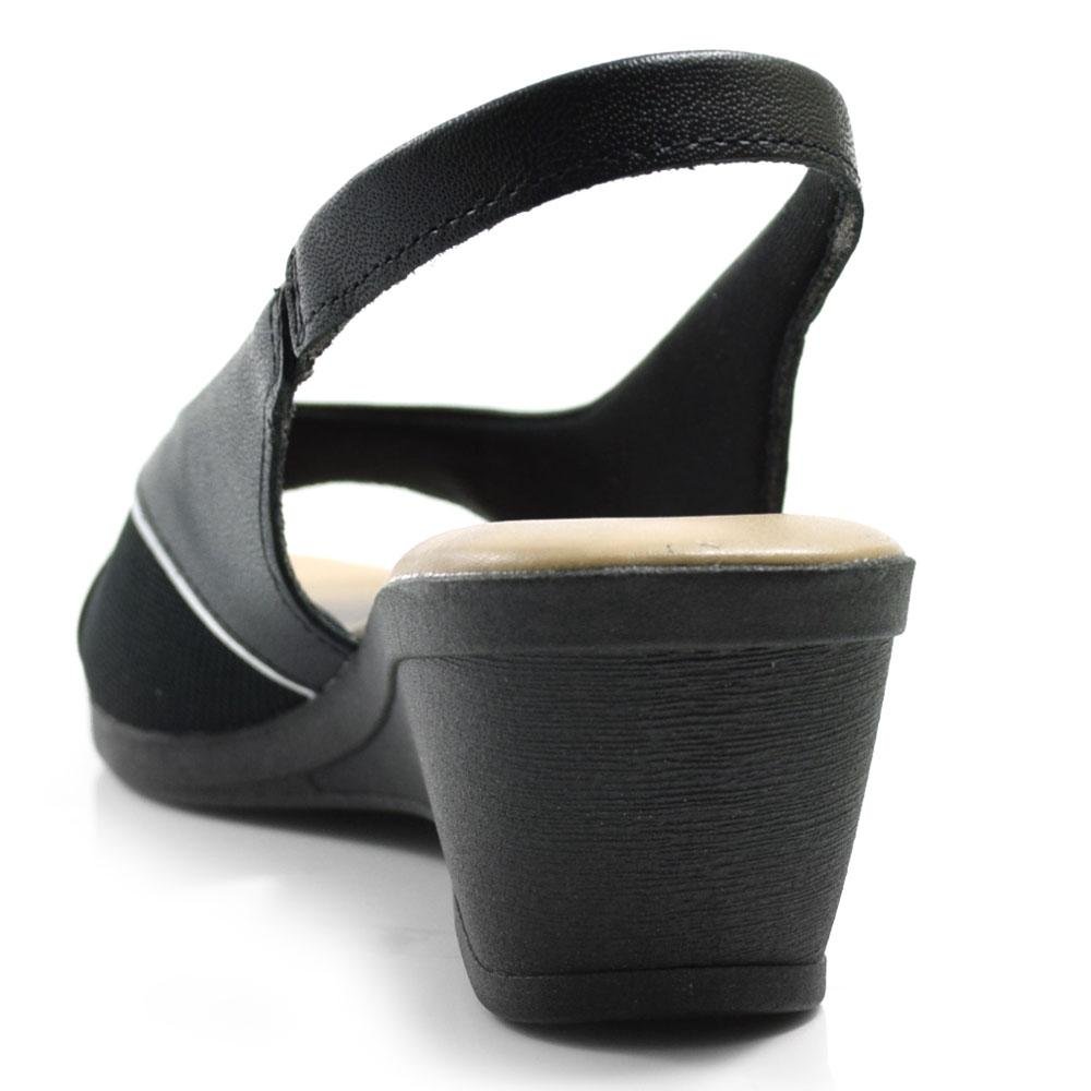 Sandália Anabela de Couro Feminina Usaflex MM0906 Preto 4