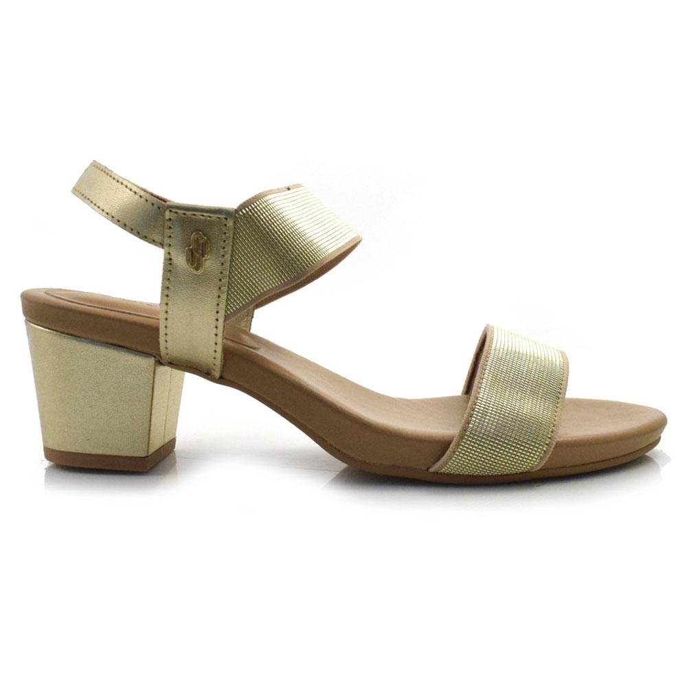 Sandália de Couro e Salto Baixo Usaflex Y8204 Dourado 4
