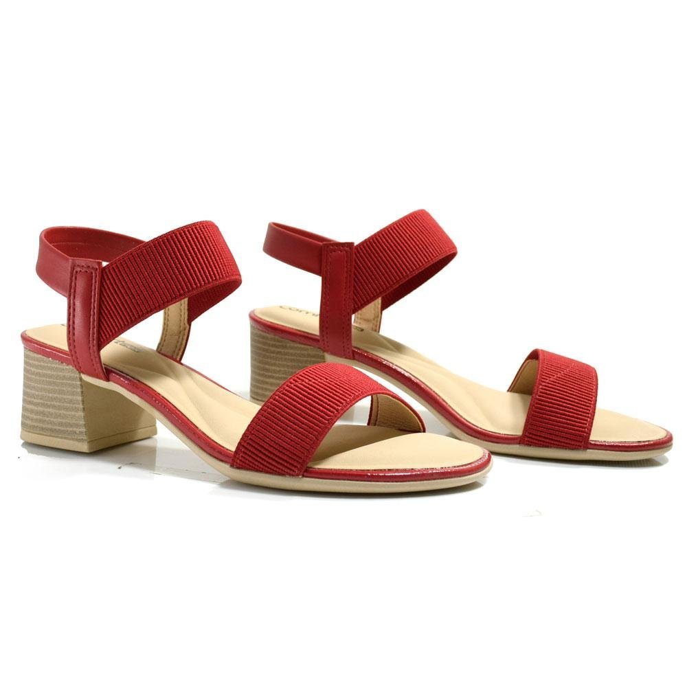 Sandália de Salto Bloco Feminina Comfortflex 24-56401 Vermelho 2