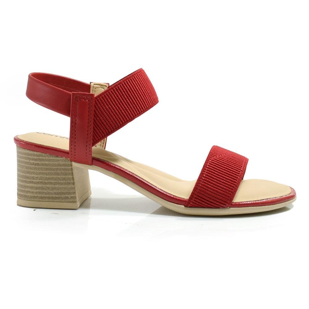 Sandália de Salto Bloco Feminina Comfortflex 24-56401 Vermelho 3