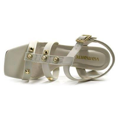 Sandália de Salto Bloco Feminina Via Marte 171-035-01 Off White 4