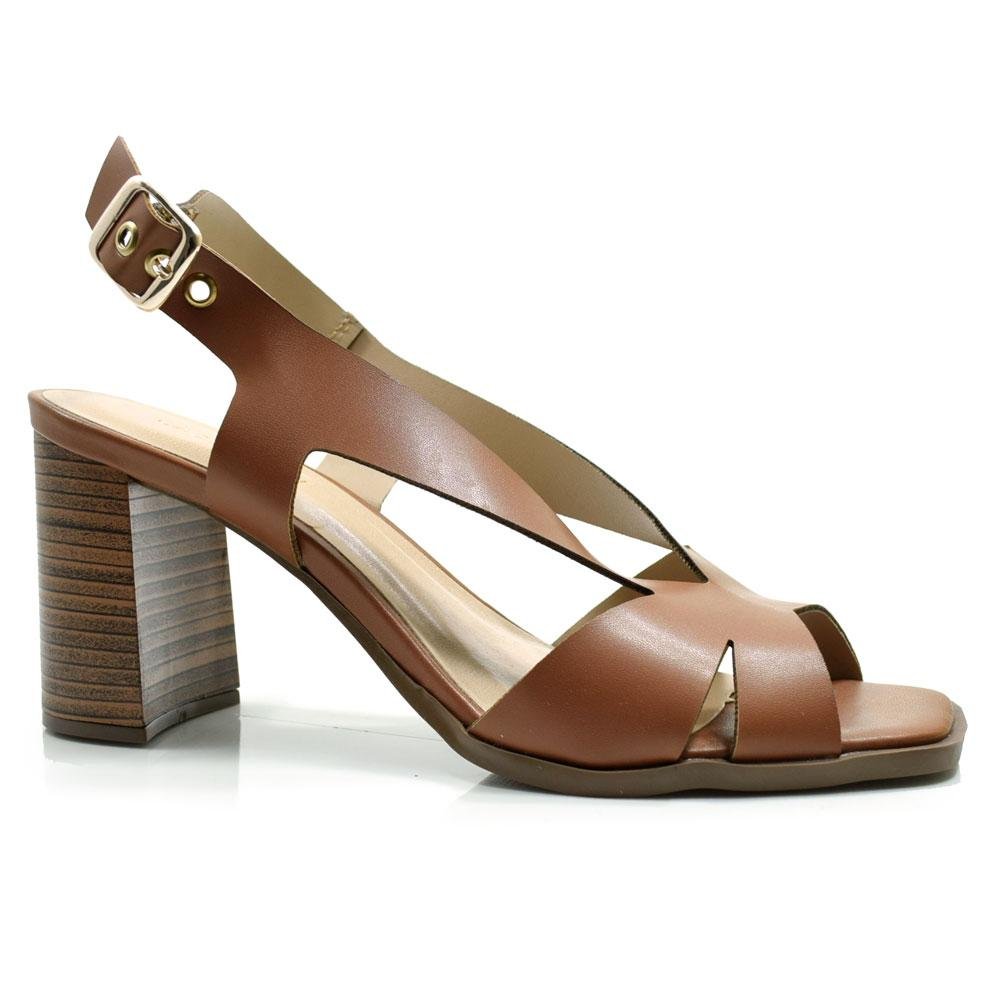 Sandália Feminina com Salto Bloco Cazzualen 973-8372 Marrom 3