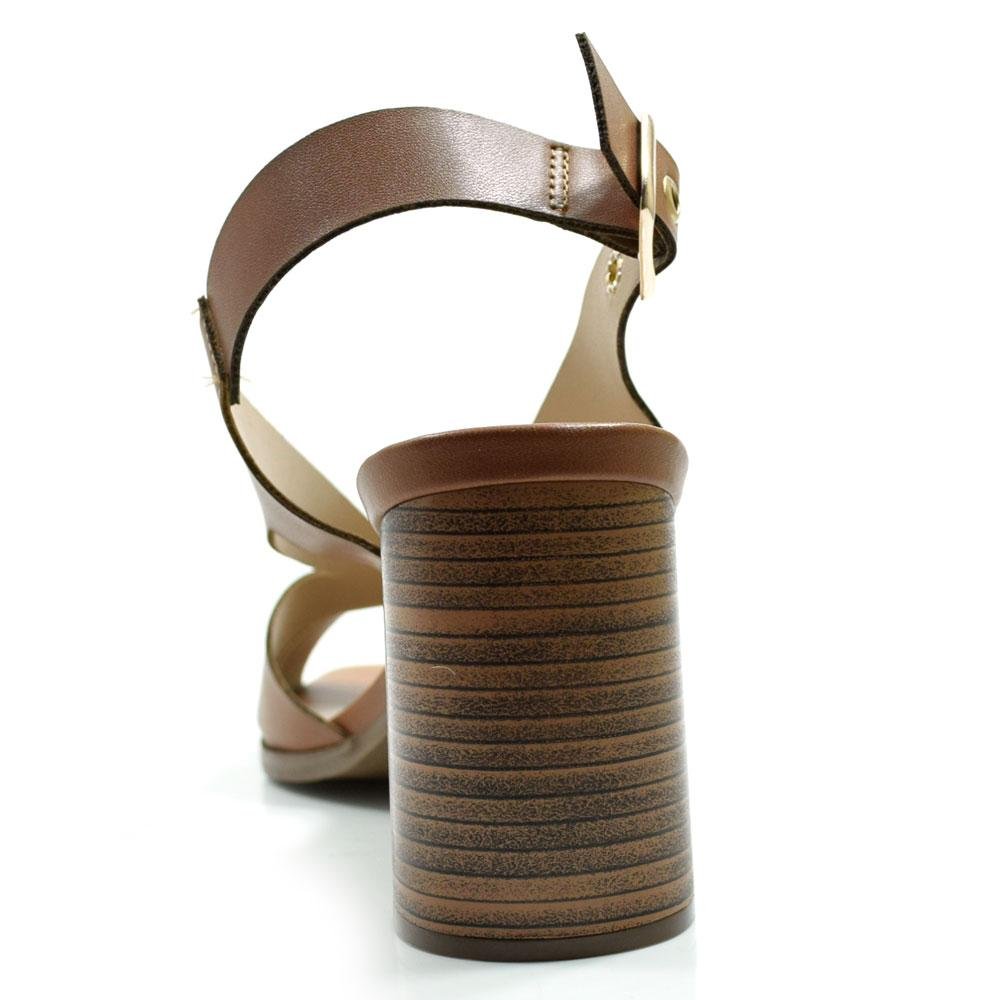 Sandália Feminina com Salto Bloco Cazzualen 973-8372 Marrom 4