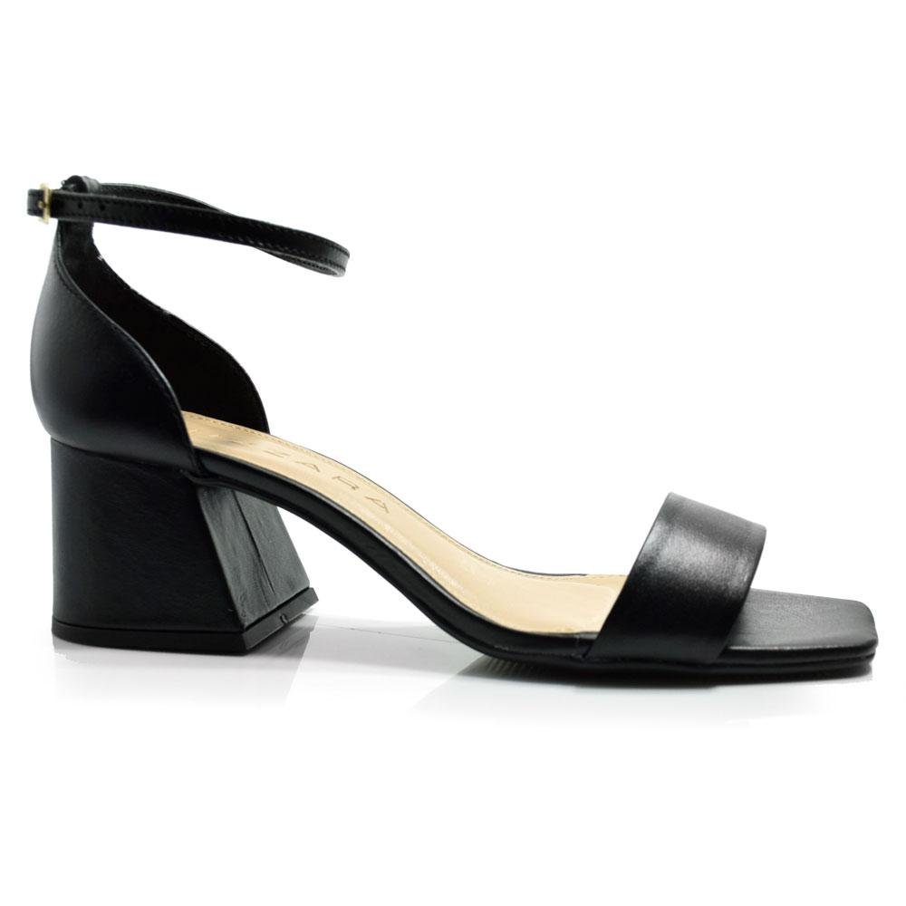 Sandália Feminina de Couro e Salto Bloco Suzzara 46902-02 Preto 3