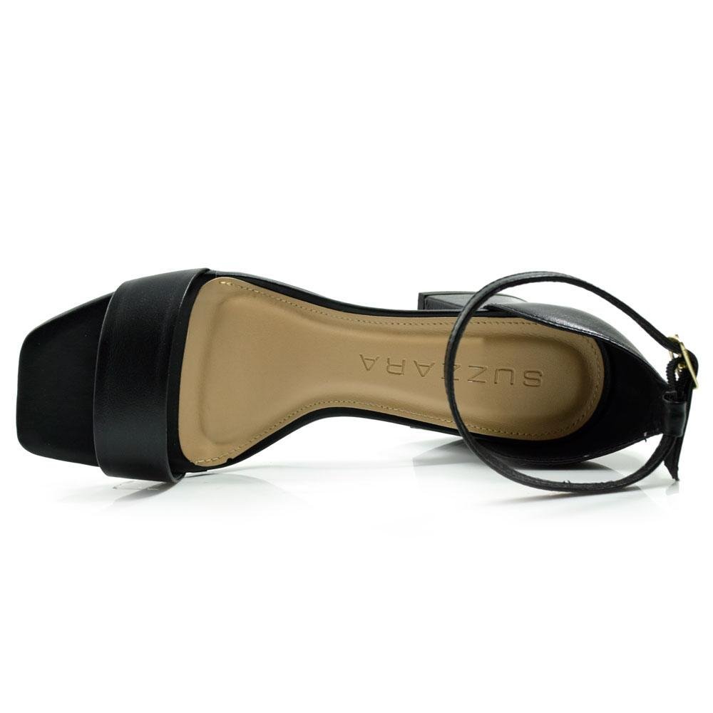 Sandália Feminina de Couro e Salto Bloco Suzzara 46902-02 Preto 6