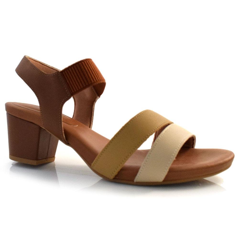 Sandália Feminina de Couro e Salto Bloco Usaflex Y8209