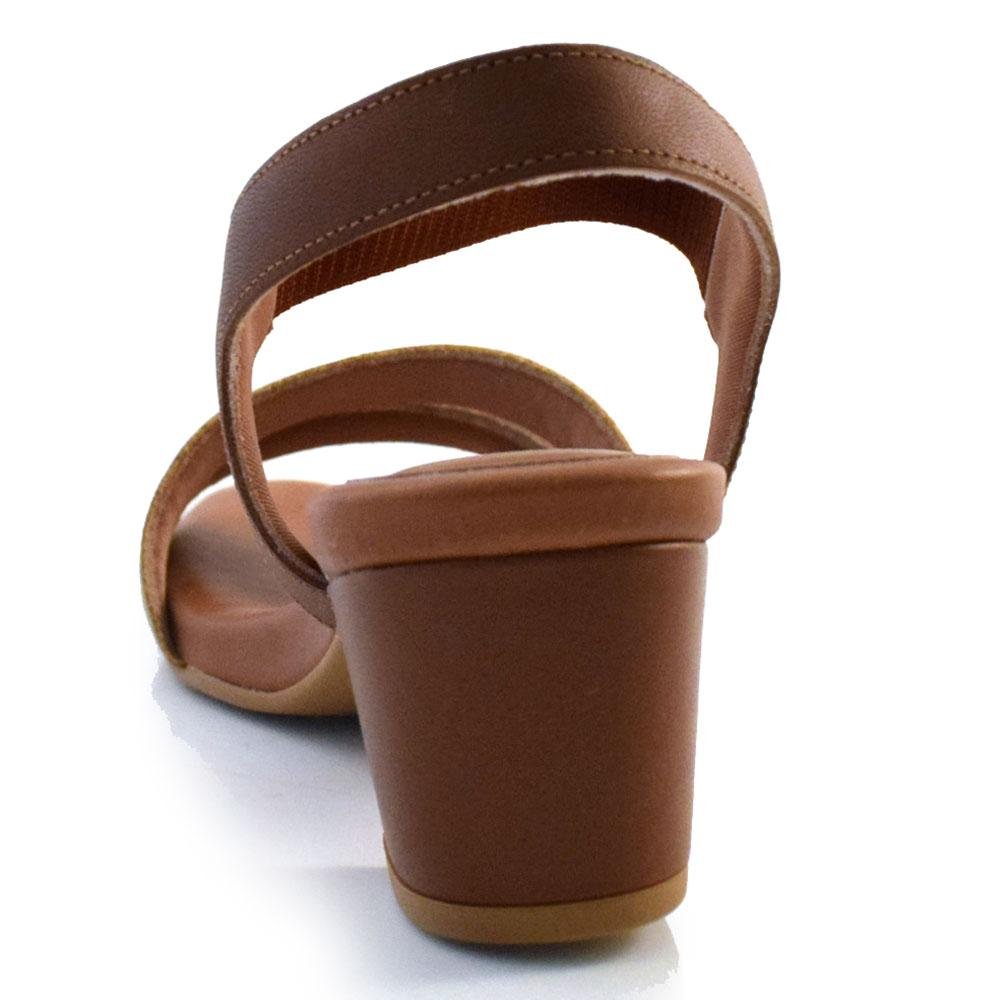 Sandália Feminina de Couro e Salto Bloco Usaflex Y8209 Bege 4