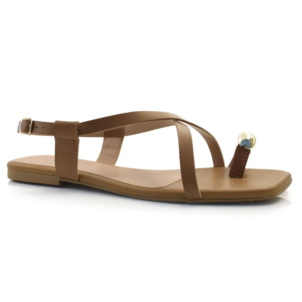 Sandália Rasteira de Couro Suzzara 1016-1603 Marrom 1