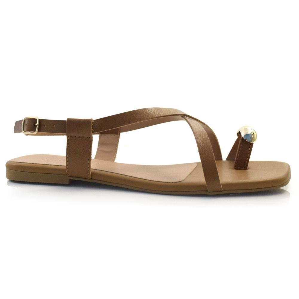 Sandália Rasteira de Couro Suzzara 1016-1603 Marrom 3