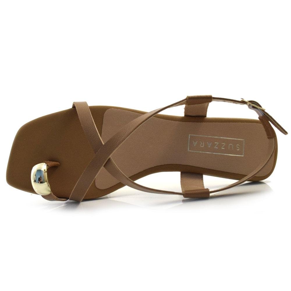Sandália Rasteira de Couro Suzzara 1016-1603 Marrom 6