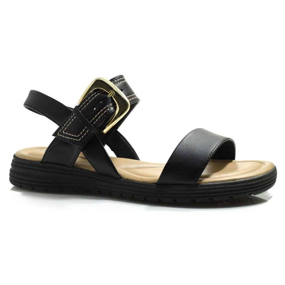 Sandália Rasteira Feminina Comfortflex 2551404 Preto