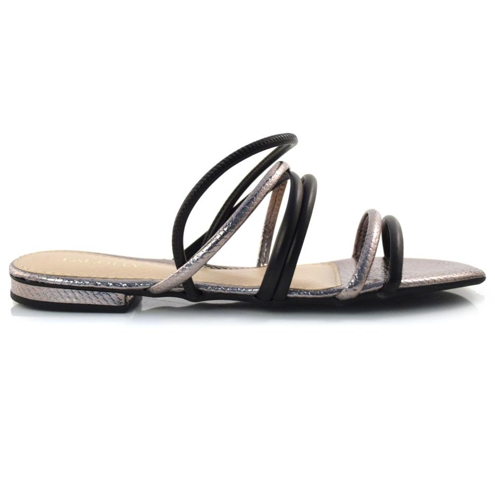 Sandália Rasteira Feminina Lacolly 83004 Preto 4