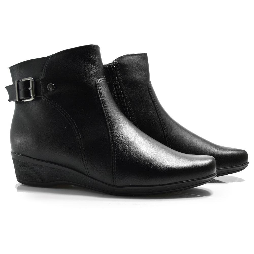 Bota de Cano Curto Feminina Comfortflex 2474303 Preto 2
